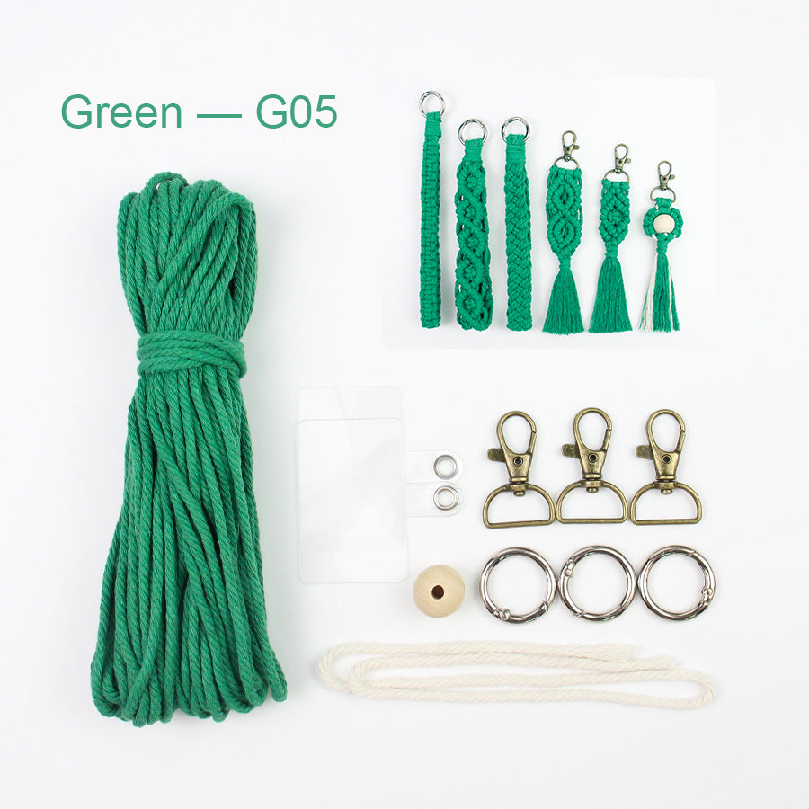 6-Piece Keychain Macrame DIY Kit - Handmade Weaving Supplies with English Tutorial | Craft Set for Multiple Keychains