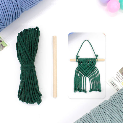 Macrame Kit Dopamine Mini Tapestry Weaving Kit | Triangle Body+Bottom Fringes | Multi-Color Option | Bedroom/Living Room Decor | Beginner-Friendly