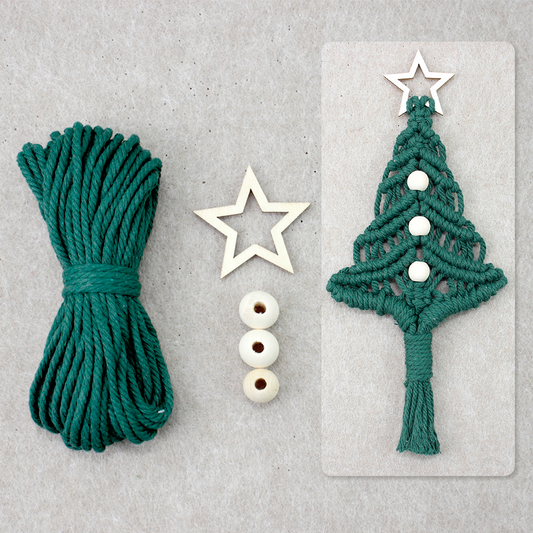 Beginner-Friendly DIY Wooden Bead Christmas Tree Macrame Kit - Holiday Decoration Pendant, Home & Car Christmas Ornament