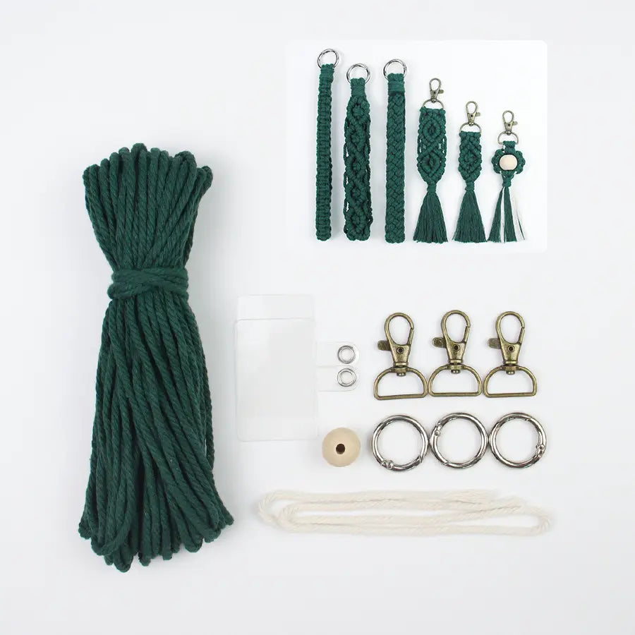 Macrame Kit for Beginners, Boho 6‑Pcs Keychain DIY Kit, Mixed‑Style Handmade Gift