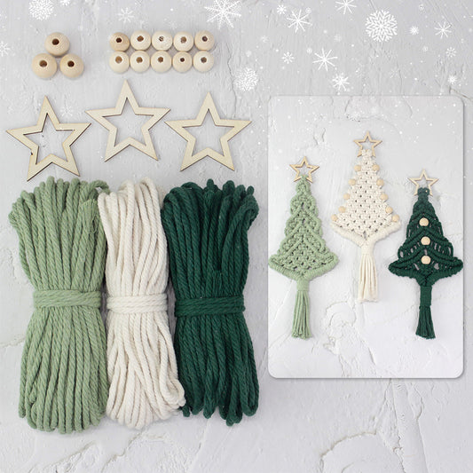 Macrame Kit Christmas Tree Combo Weaving Kit | 3 Tutorials | Xmas Ornament/Car Charm | Beginner Weaving | Handmade Gift