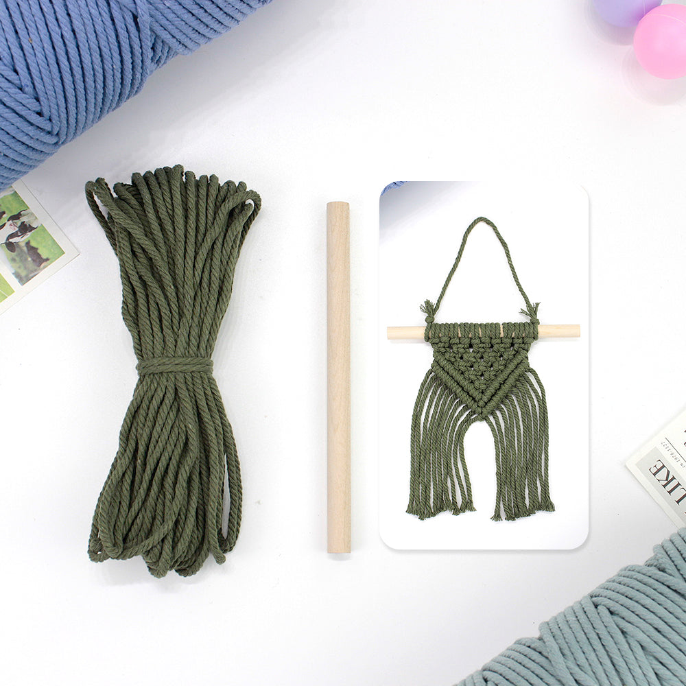 Macrame Kit Dopamine Mini Tapestry Weaving Kit | Triangle Body+Bottom Fringes | Multi-Color Option | Bedroom/Living Room Decor | Beginner-Friendly