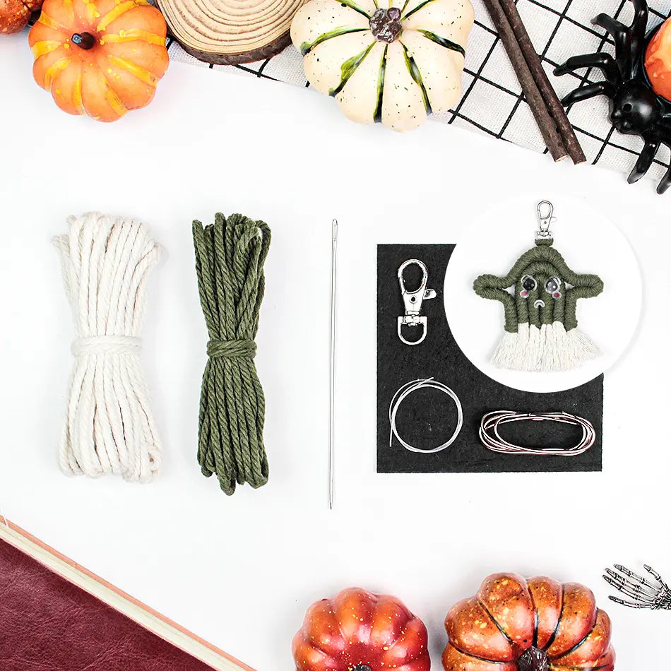 Macrame Kit for Beginners, Boho Halloween Ghost Hanging DIY Kit, Decor Gift