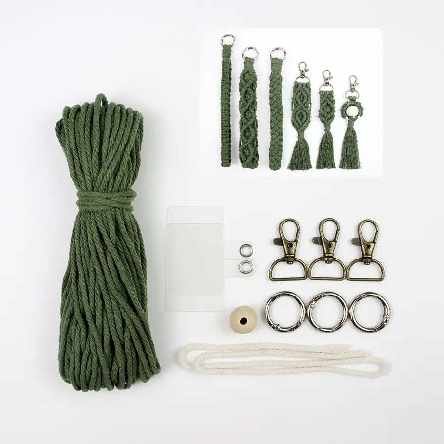 Macrame Kit for Beginners, Boho 6‑Pcs Keychain DIY Kit, Mixed‑Style Handmade Gift