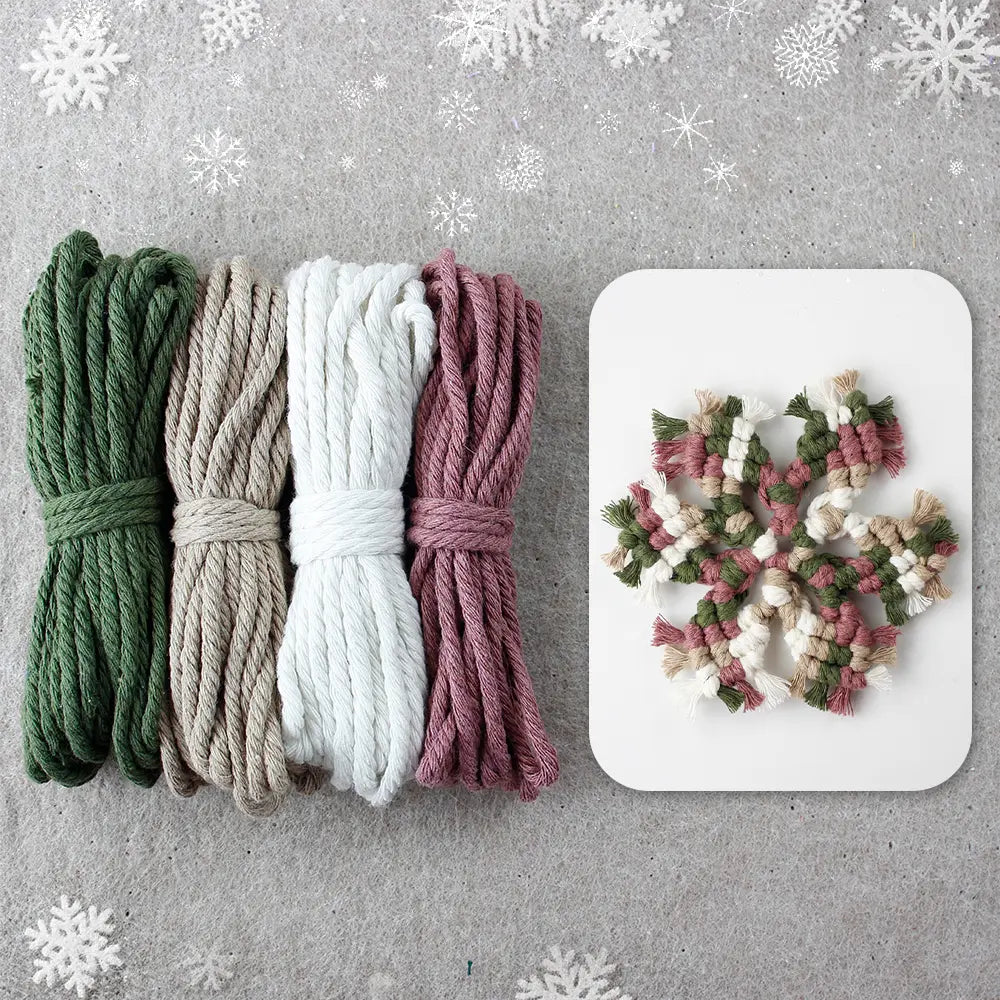 Macrame Kit for Beginners, Boho Snowflake Coaster DIY Kit, Table Home Decor Gift