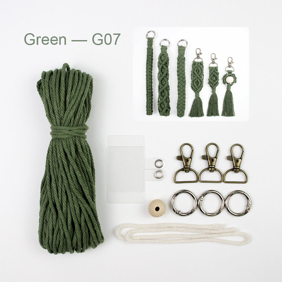 6-Piece Keychain Macrame DIY Kit - Handmade Weaving Supplies with English Tutorial | Craft Set for Multiple Keychains