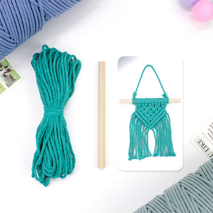 Macrame Kit Dopamine Mini Tapestry Weaving Kit | Triangle Body+Bottom Fringes | Multi-Color Option | Bedroom/Living Room Decor | Beginner-Friendly