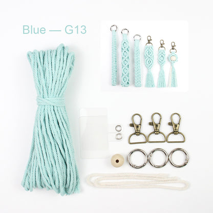 6-Piece Keychain Macrame DIY Kit - Handmade Weaving Supplies with English Tutorial | Craft Set for Multiple Keychains