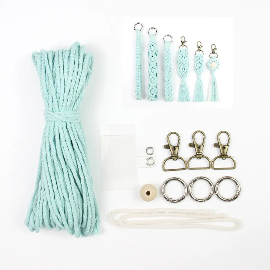 Macrame Kit for Beginners, Boho 6‑Pcs Keychain DIY Kit, Mixed‑Style Handmade Gift