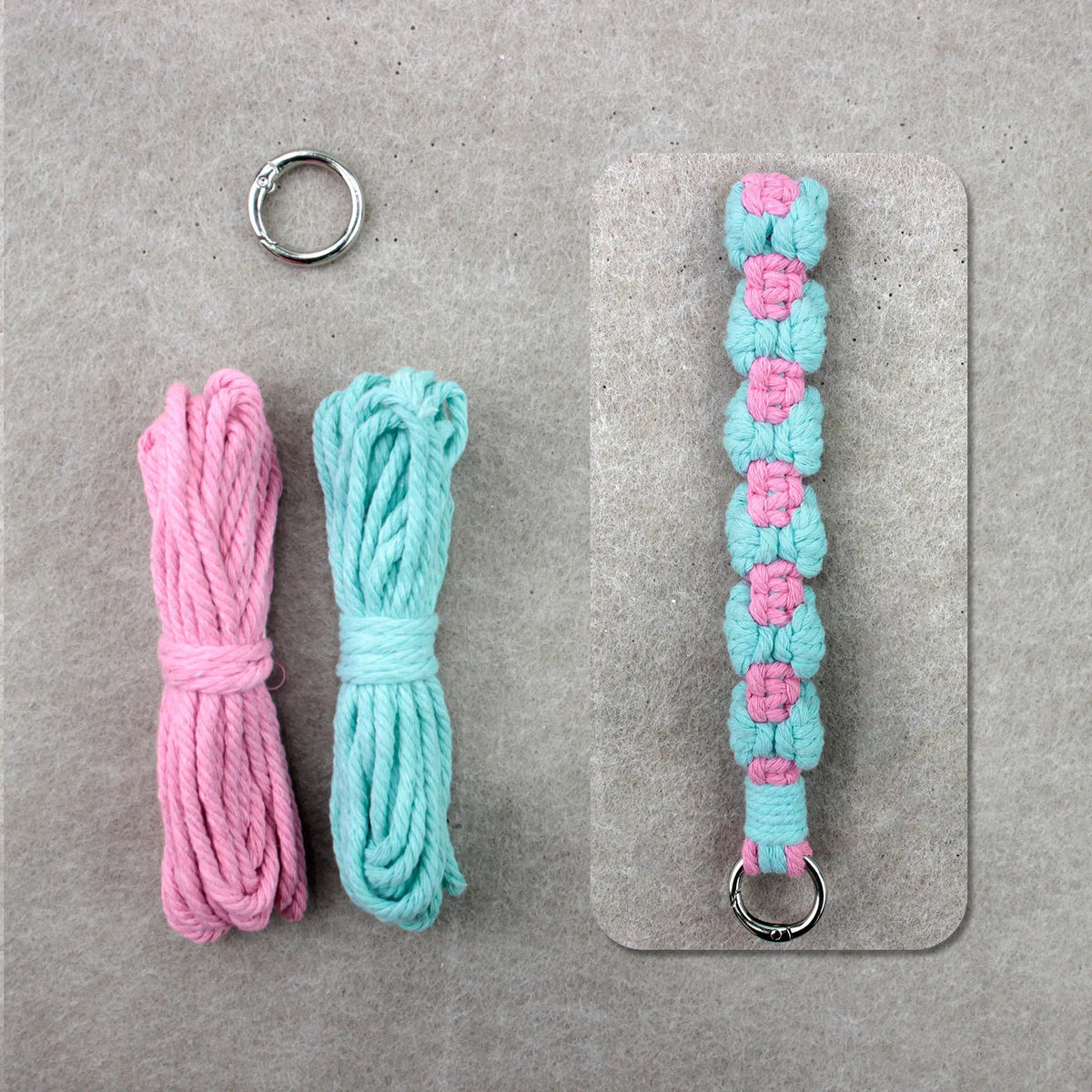 Macrame Kit for Beginners | DIY Bow‑Element Macrame Keychain Wristband Craft Kit