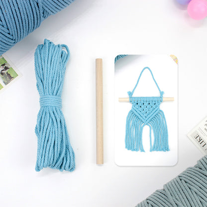 Macrame Kit Dopamine Mini Tapestry Weaving Kit | Triangle Body+Bottom Fringes | Multi-Color Option | Bedroom/Living Room Decor | Beginner-Friendly