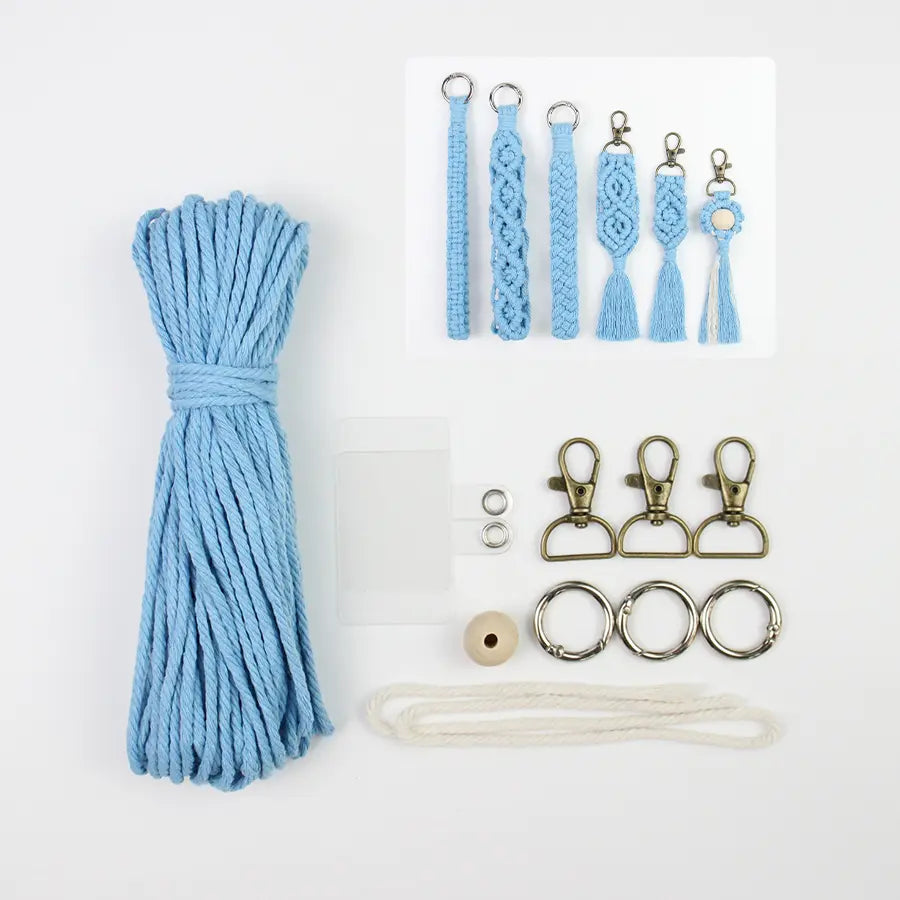 Macrame Kit for Beginners, Boho 6‑Pcs Keychain DIY Kit, Mixed‑Style Handmade Gift