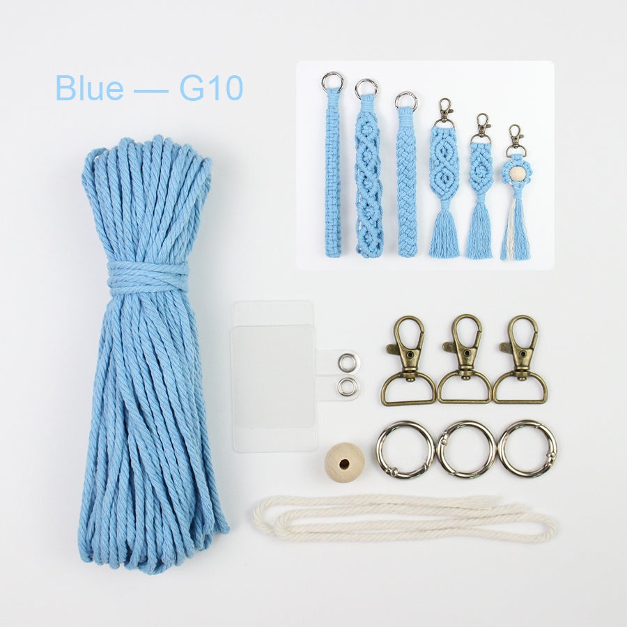 6-Piece Keychain Macrame DIY Kit - Handmade Weaving Supplies with English Tutorial | Craft Set for Multiple Keychains