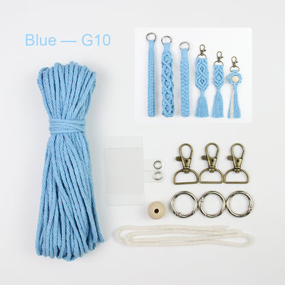 6-Piece Keychain Macrame DIY Kit - Handmade Weaving Supplies with English Tutorial | Craft Set for Multiple Keychains