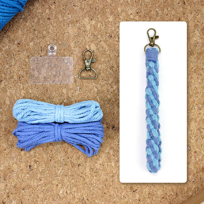 Macrame Kit Diagonal Half-Knot Keychain Weaving Kit | Multi-Colors (Gradient/Contrast) | 2-Color Wrapping | Wristband/Anti-Lost Strap | Beginner-Friendly