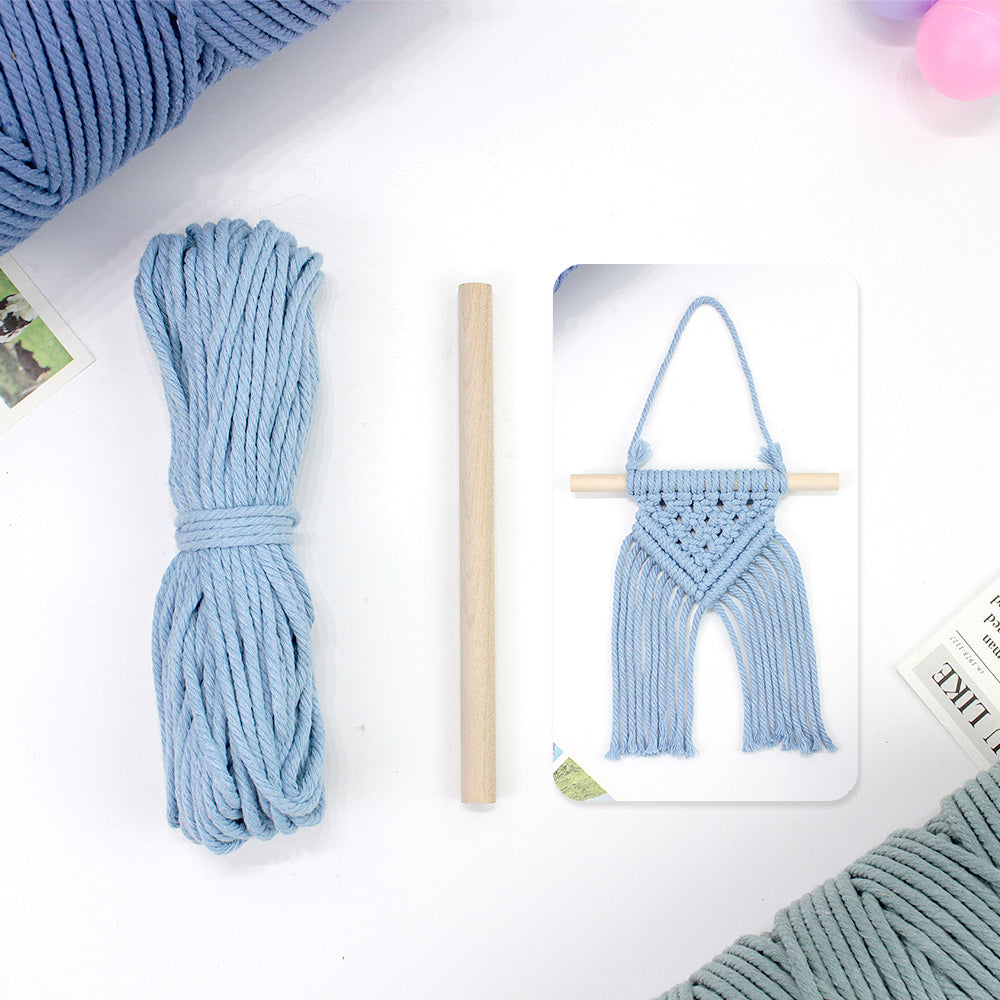 Macrame Kit Dopamine Mini Tapestry Weaving Kit | Triangle Body+Bottom Fringes | Multi-Color Option | Bedroom/Living Room Decor | Beginner-Friendly