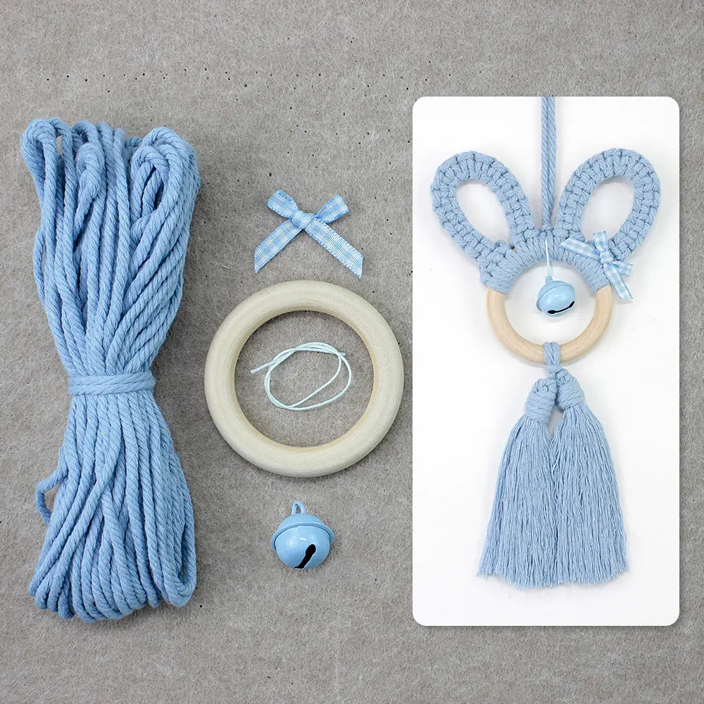 Macrame Kit for Beginners, Boho Rabbit Car Hanging DIY Craft Kit, Vintage Ethnic Ornament Making Set