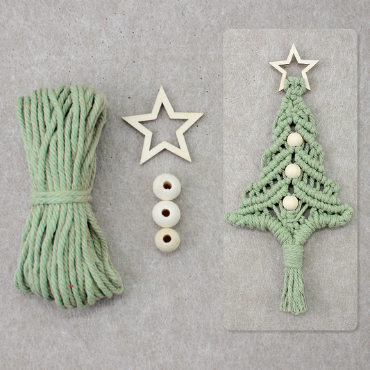 Beginner-Friendly DIY Wooden Bead Christmas Tree Macrame Kit - Holiday Decoration Pendant, Home & Car Christmas Ornament