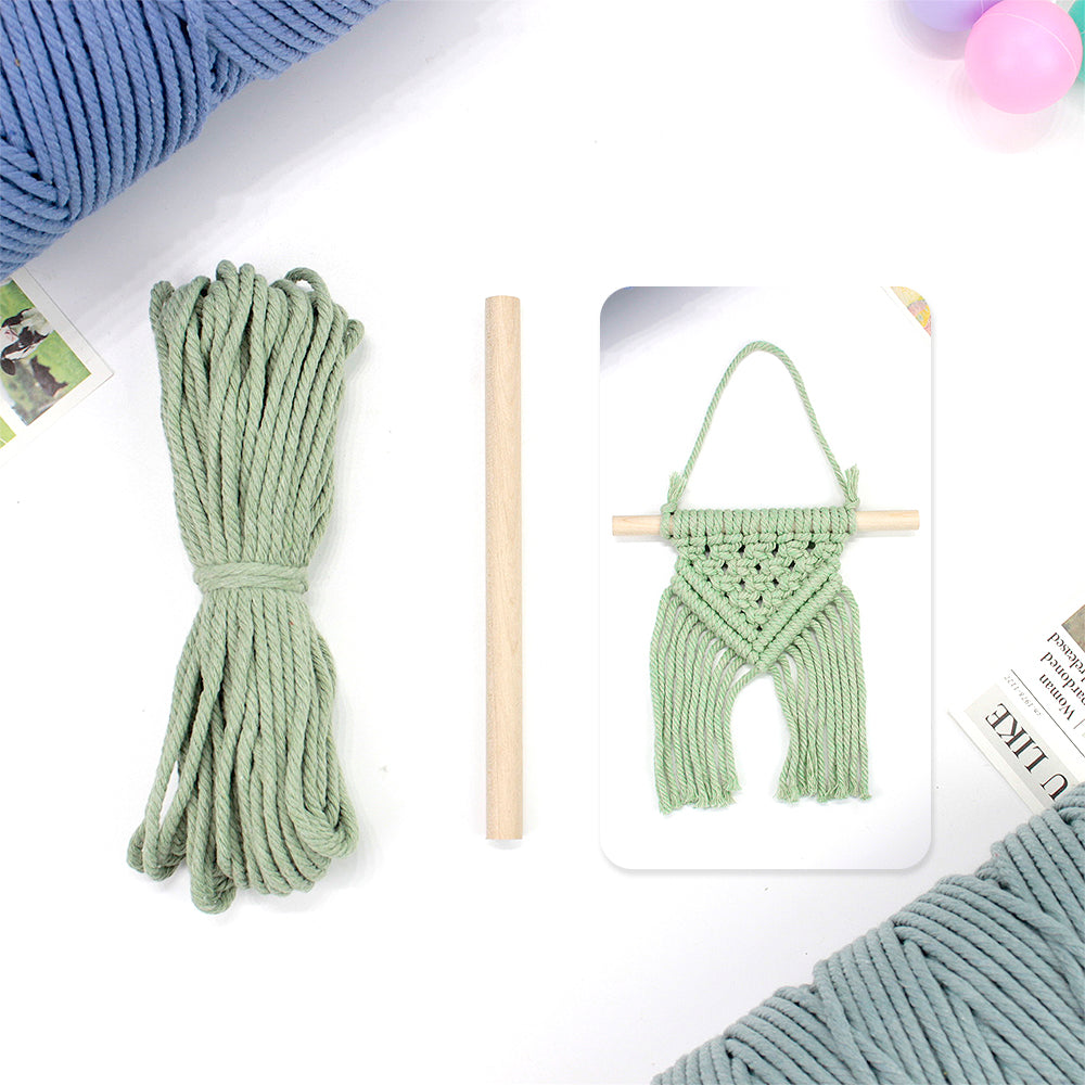 Macrame Kit Dopamine Mini Tapestry Weaving Kit | Triangle Body+Bottom Fringes | Multi-Color Option | Bedroom/Living Room Decor | Beginner-Friendly