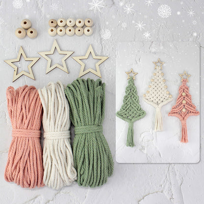 Macrame Kit Christmas Tree Combo Weaving Kit | 3 Tutorials | Xmas Ornament/Car Charm | Beginner Weaving | Handmade Gift