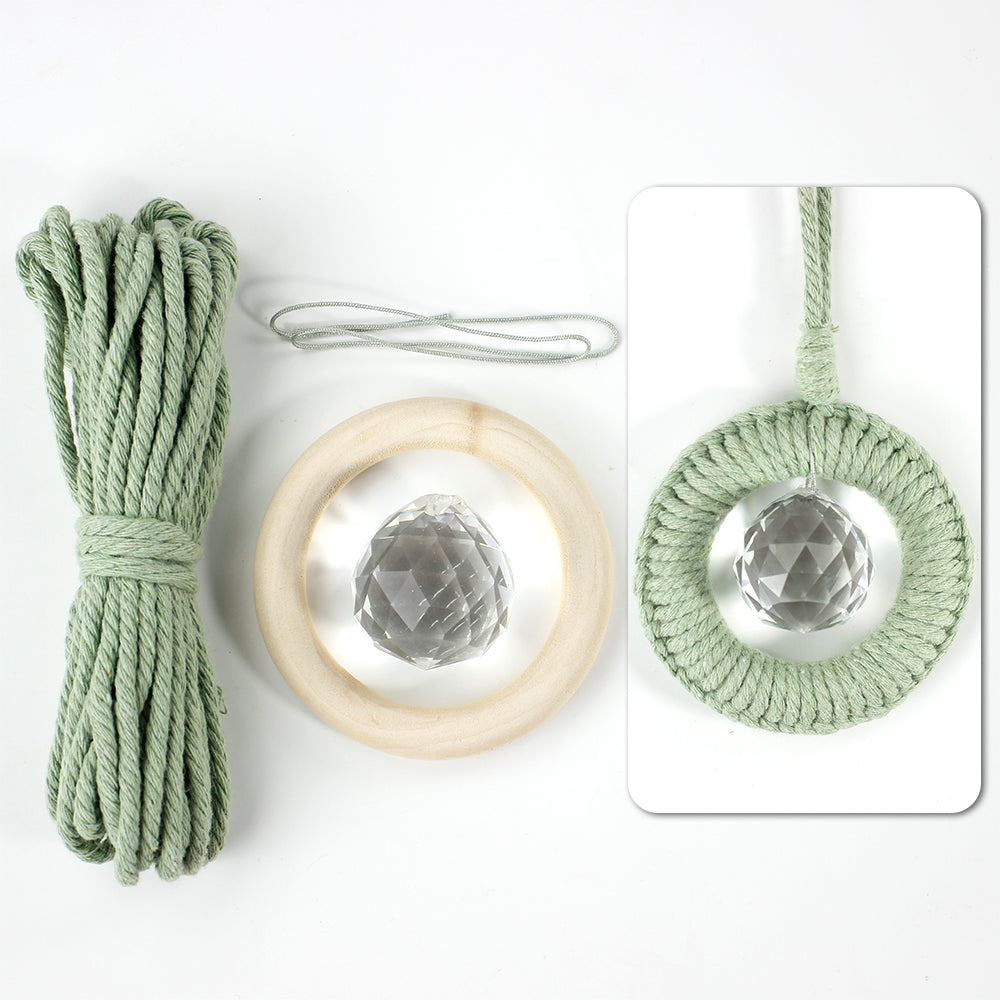 1 Set Round Crystal Car Hanging DIY Weaving Kit | Polyester Fiber Beginner-Friendly Shining Car & Home Decoration