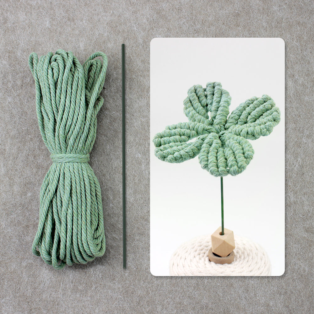 Four-Leaf Clover Macrame DIY Kit - Handmade Weaving Supplies with English Tutorial | Lucky Craft Set