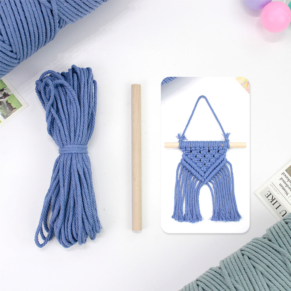 Macrame Kit Dopamine Mini Tapestry Weaving Kit | Triangle Body+Bottom Fringes | Multi-Color Option | Bedroom/Living Room Decor | Beginner-Friendly