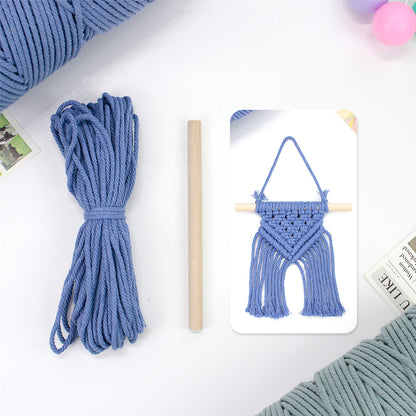 Macrame Kit Dopamine Mini Tapestry Weaving Kit | Triangle Body+Bottom Fringes | Multi-Color Option | Bedroom/Living Room Decor | Beginner-Friendly