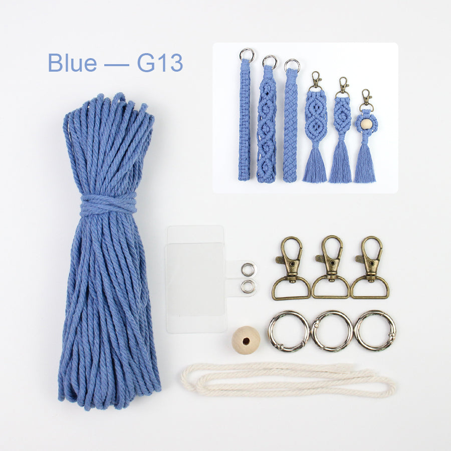 6-Piece Keychain Macrame DIY Kit - Handmade Weaving Supplies with English Tutorial | Craft Set for Multiple Keychains