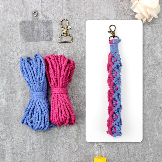 Two-tone spliced diagonal half-knot keychain weaving craft material pack Macrame Kit. High-quality polyester fiber rope + detailed weaving tutorial. Multi-purpose (key organization / mobile phone pendant / bag accessory, etc.).