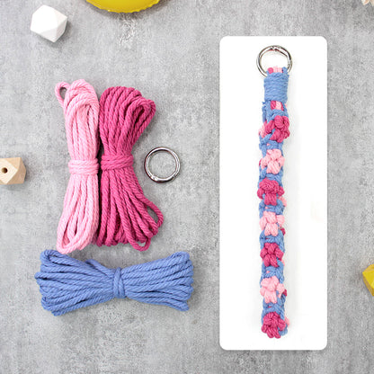 Macrame Kit Cute Cat Paw Wristband Keychain Weaving Kit | Multi-Colors | 2-Tone Pattern | Anti-Lost Strap/Bag Charm | Beginner-Friendly