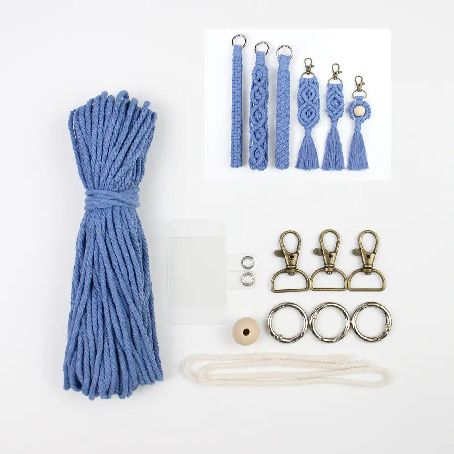 Macrame Kit for Beginners, Boho 6‑Pcs Keychain DIY Kit, Mixed‑Style Handmade Gift