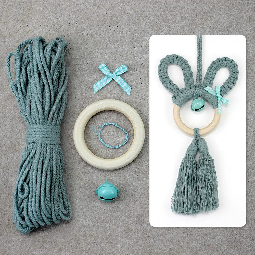 Macrame Kit for Beginners, Boho Rabbit Car Hanging DIY Craft Kit, Vintage Ethnic Ornament Making Set