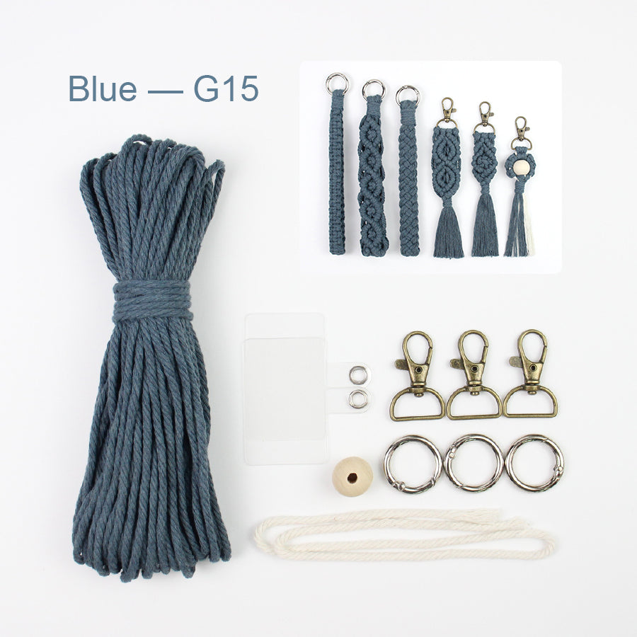 6-Piece Keychain Macrame DIY Kit - Handmade Weaving Supplies with English Tutorial | Craft Set for Multiple Keychains