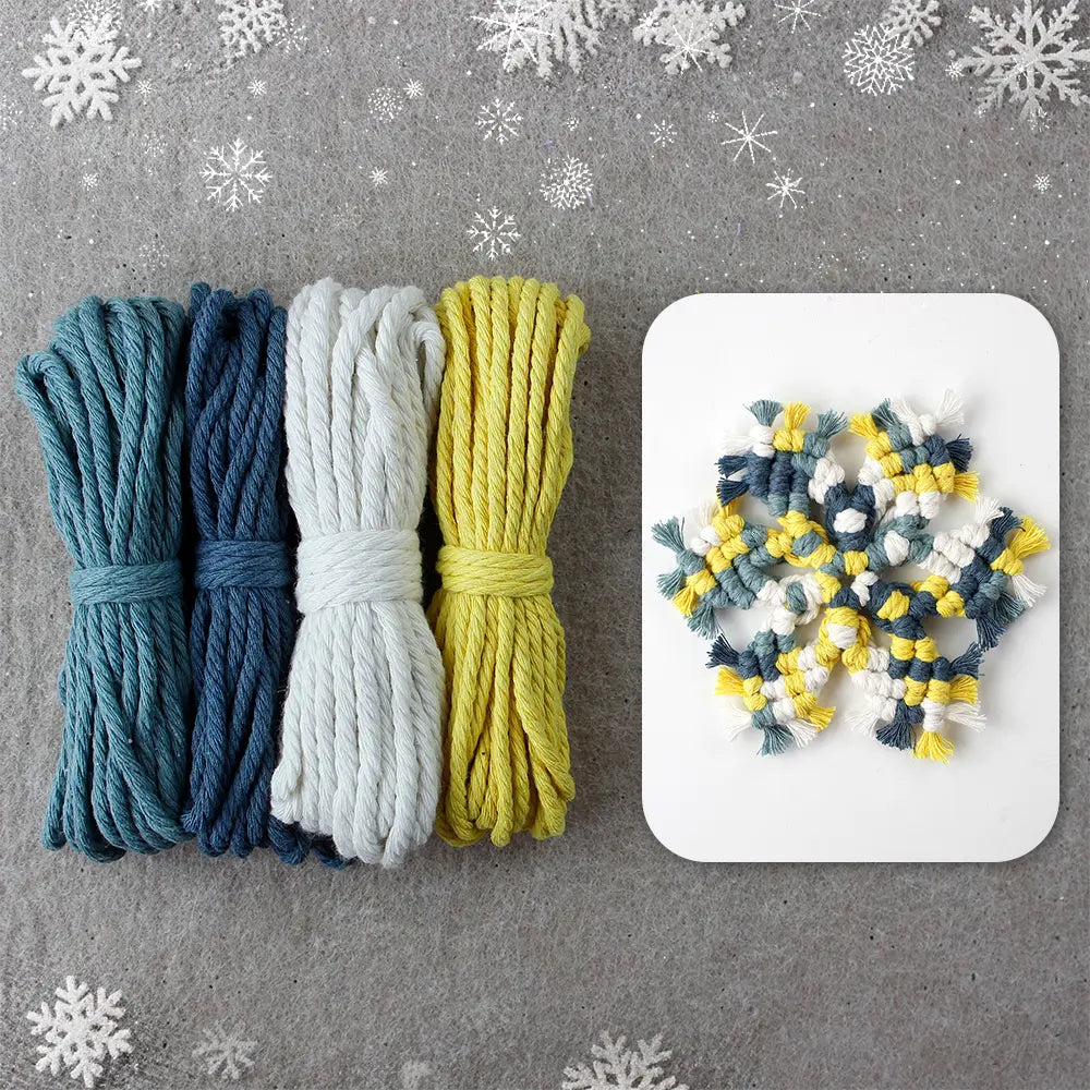 Macrame Kit for Beginners, Boho Snowflake Coaster DIY Kit, Table Home Decor Gift