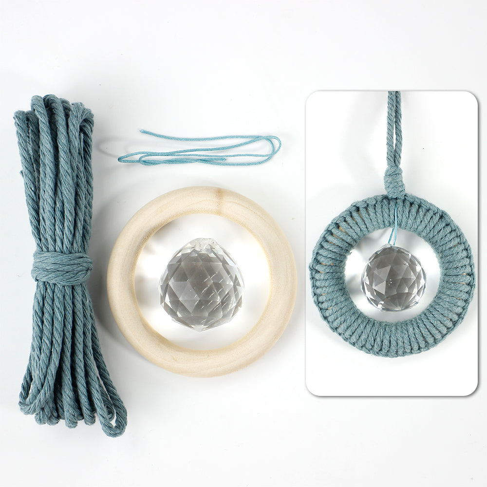 1 Set Round Crystal Car Hanging DIY Weaving Kit | Polyester Fiber Beginner-Friendly Shining Car & Home Decoration