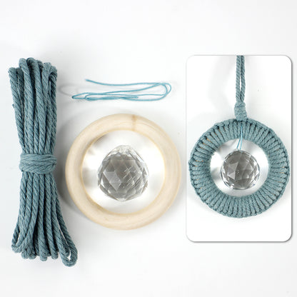 1 Set Round Crystal Car Hanging DIY Weaving Kit | Polyester Fiber Beginner-Friendly Shining Car & Home Decoration
