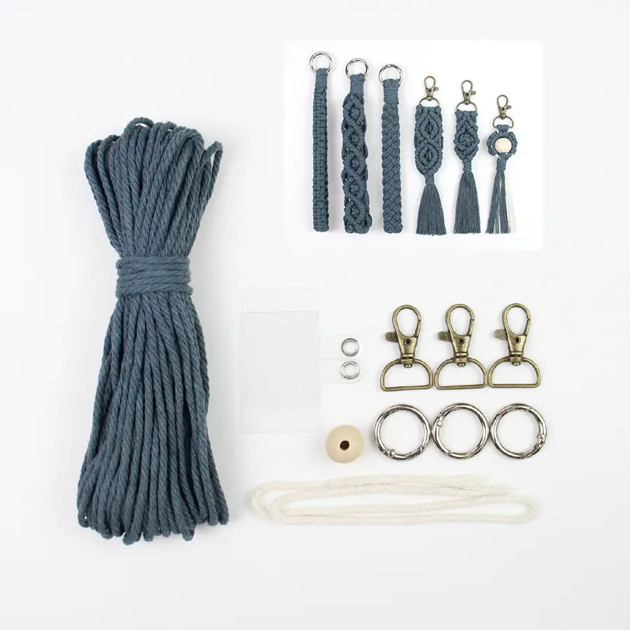 Macrame Kit for Beginners, Boho 6‑Pcs Keychain DIY Kit, Mixed‑Style Handmade Gift