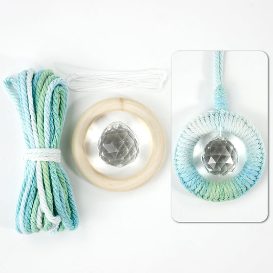1 Set Round Crystal Car Hanging DIY Weaving Kit | Polyester Fiber Beginner-Friendly Shining Car & Home Decoration