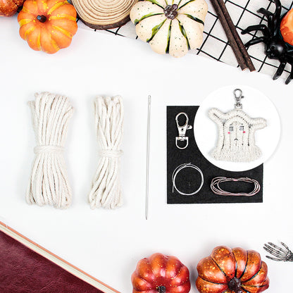 Halloween Ghost Macrame DIY Kit - Handmade Weaving Supplies with English Tutorial | Whimsical Holiday Craft Set
