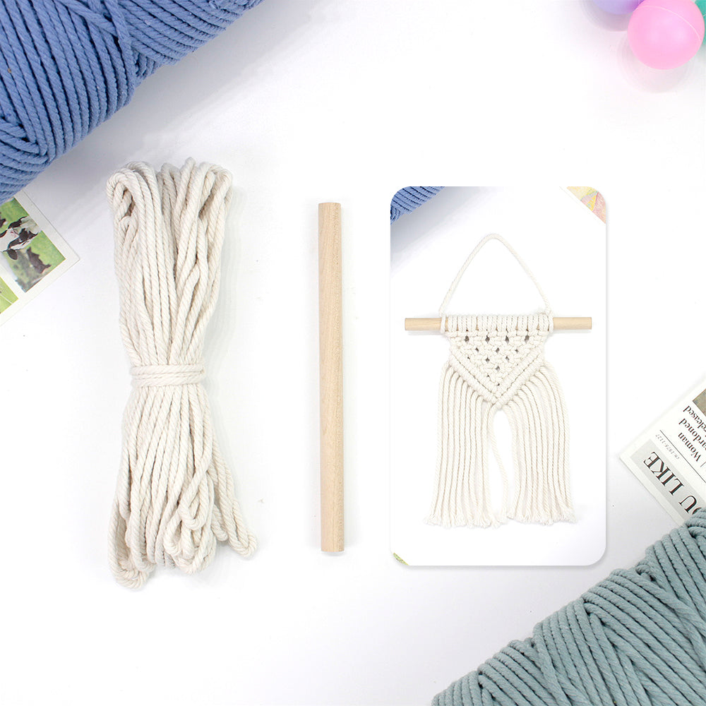 Macrame Kit Dopamine Mini Tapestry Weaving Kit | Triangle Body+Bottom Fringes | Multi-Color Option | Bedroom/Living Room Decor | Beginner-Friendly