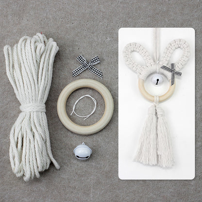 Macrame Kit Rabbit Ear Car Ornament Weaving Kit | Cute Rabbit | Animal Pendant | Beginner Weaving | Car Decoration | Handmade Gift