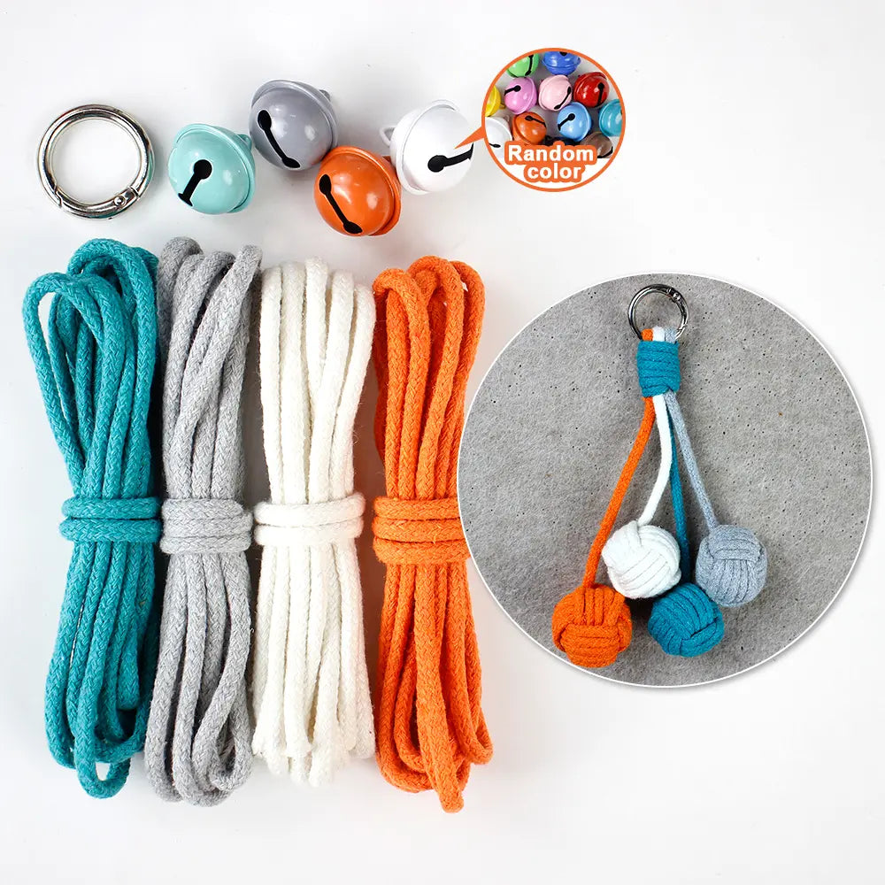 Macrame Kit for Beginners | DIY Ball‑Bell Macrame Keychain Craft Kit