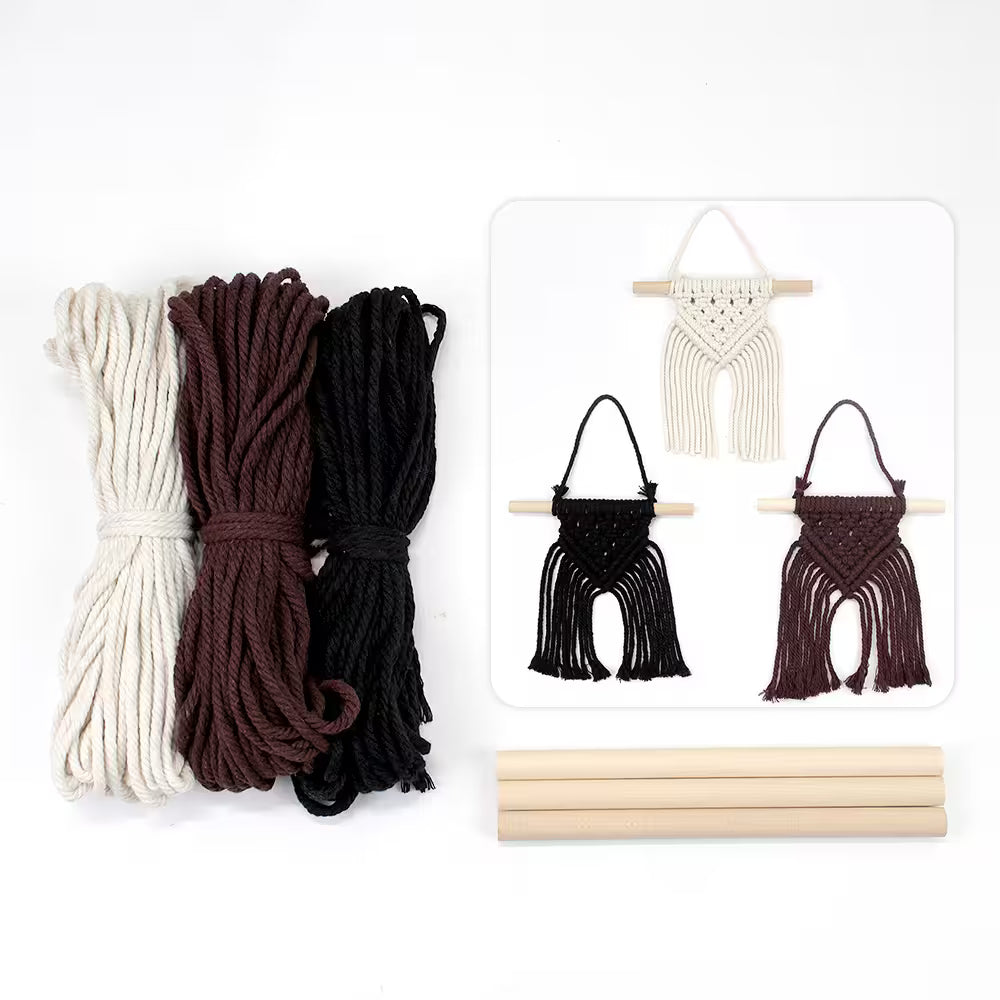 Macrame Kit for Beginners, Boho Mini Wall Hanging 3Pcs DIY Kit for Home Decor & Gifts