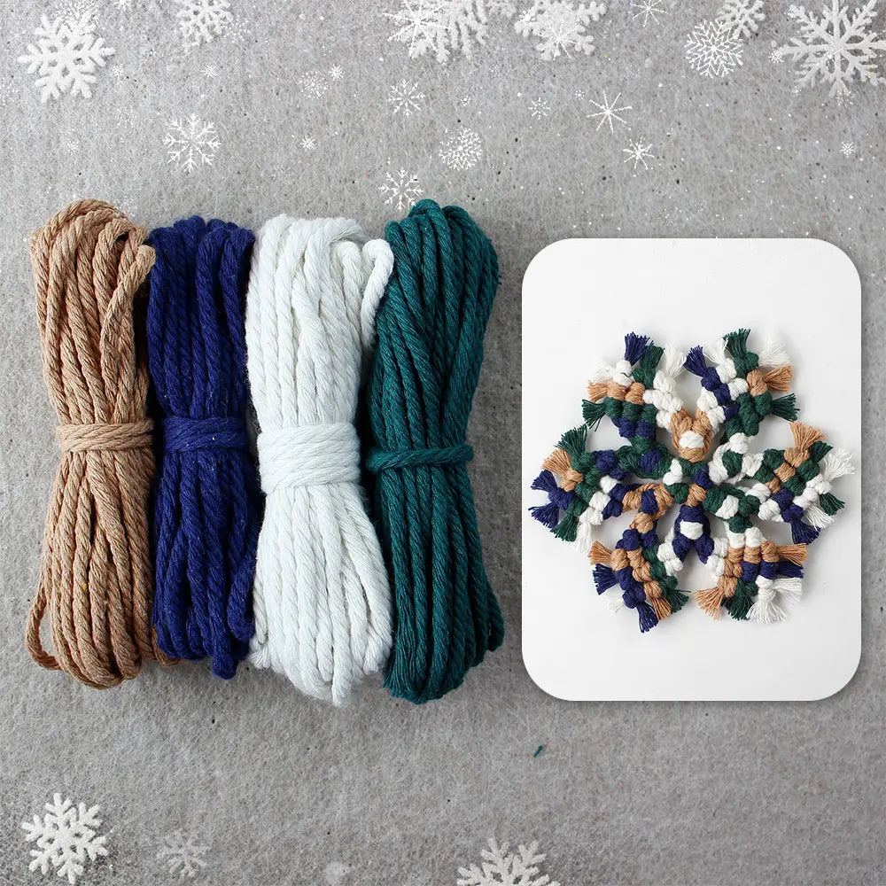 Macrame Kit for Beginners, Boho Snowflake Coaster DIY Kit, Table Home Decor Gift