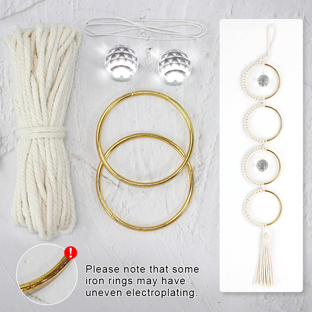 1Set DIY Semicircle Crystal Sun Catcher Macrame Kit | Polyester Fiber Home & Courtyard Decor Creative Gift for Friends