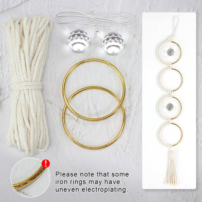 1Set DIY Semicircle Crystal Sun Catcher Macrame Kit | Polyester Fiber Home & Courtyard Decor Creative Gift for Friends