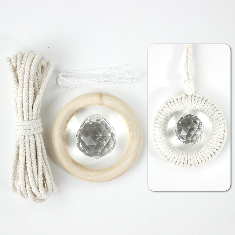 1 Set Round Crystal Car Hanging DIY Weaving Kit | Polyester Fiber Beginner-Friendly Shining Car & Home Decoration