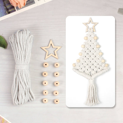 Christmas Tree Ornament Weaving Kit Macrame Kit | Car/Bag Pendant | Holiday DIY Gift | Beginner-Suitable Wooden Bead Christmas Tree