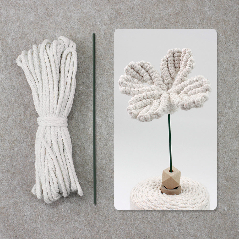 Four-Leaf Clover Macrame DIY Kit - Handmade Weaving Supplies with English Tutorial | Lucky Craft Set